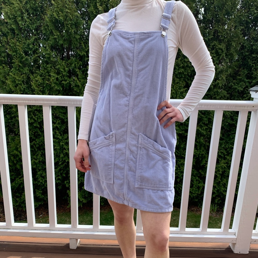 Topshop MOTO Powder Blue Corduroy Dress